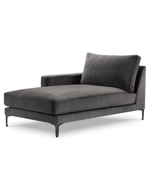 Méridienne Velours Gauche Venus grise - 160x104x90 cm