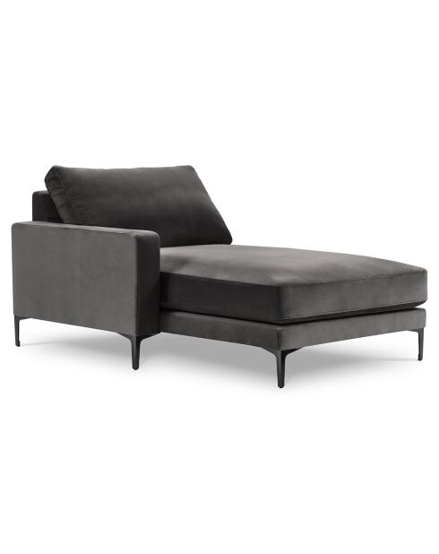 Méridienne Velours Gauche Venus grise - 160x104x90 cm