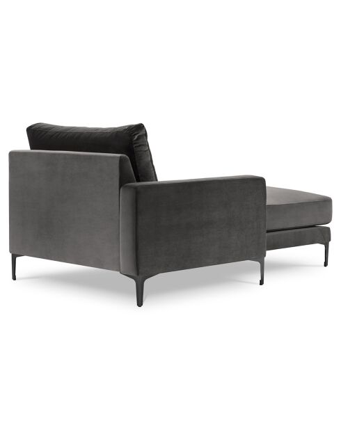 Méridienne Velours Gauche Venus grise - 160x104x90 cm