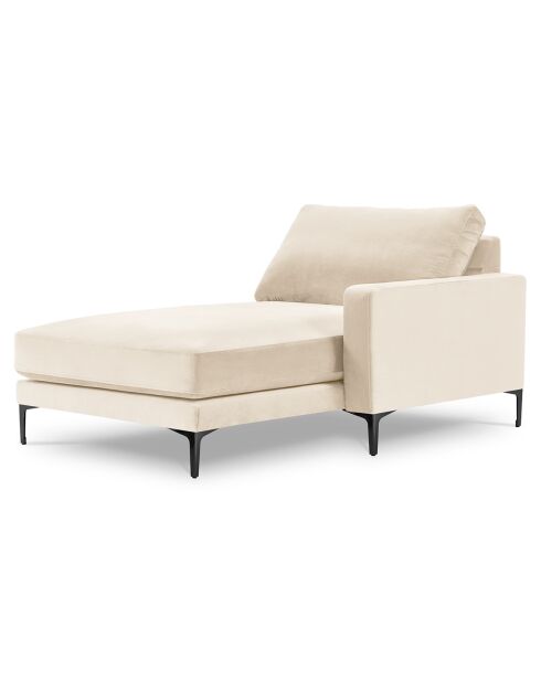 Méridienne Velours Droite Venus beige clair - 160x104x90 cm