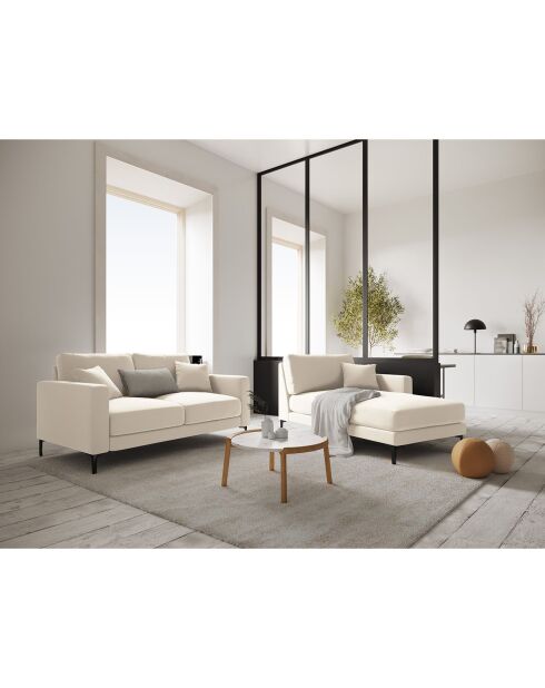 Méridienne Velours Droite Venus beige clair - 160x104x90 cm