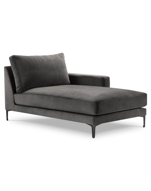 Méridienne Velours Droite Venus grise - 160x104x90 cm