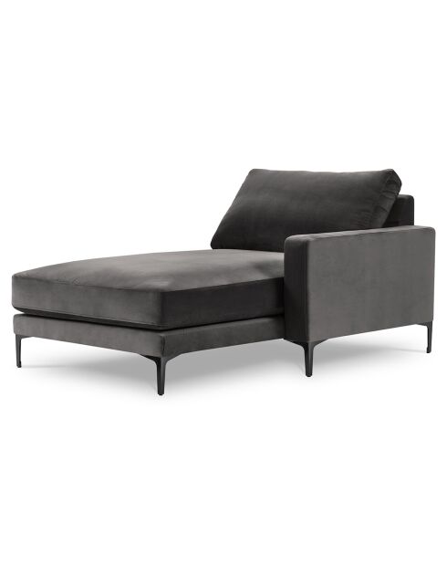 Méridienne Velours Droite Venus grise - 160x104x90 cm