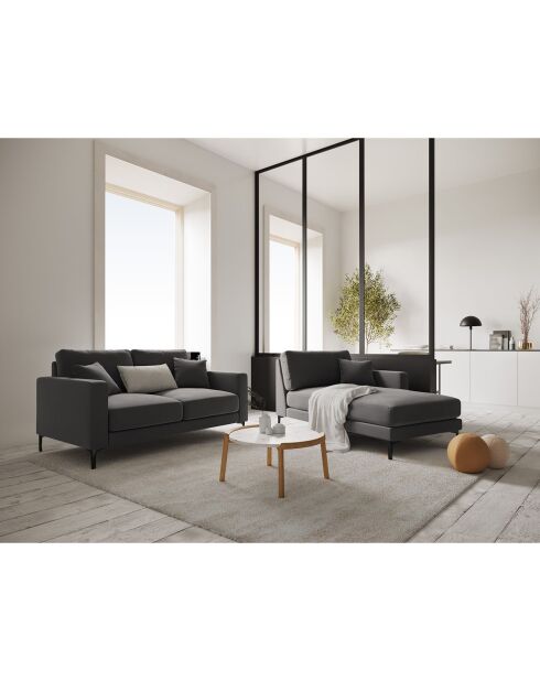 Méridienne Velours Droite Venus grise - 160x104x90 cm