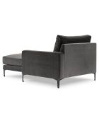 Méridienne Velours Droite Venus grise - 160x104x90 cm