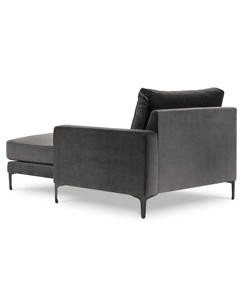 Méridienne Velours Droite Venus grise - 160x104x90 cm