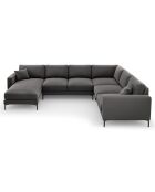 Canapé Panoramique droit Velours Venus 6 Places gris - 326x236x90 cm