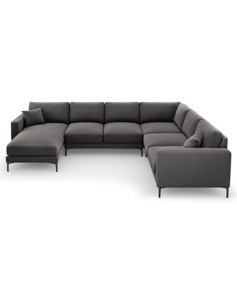 Canapé Panoramique droit Velours Venus 6 Places gris - 326x236x90 cm