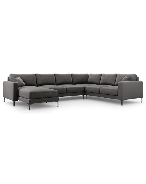 Canapé Panoramique droit Velours Venus 6 Places gris - 326x236x90 cm