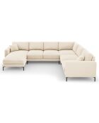 Canapé Panoramique droit Velours Venus 6 Places beige clair - 326x236x90 cm