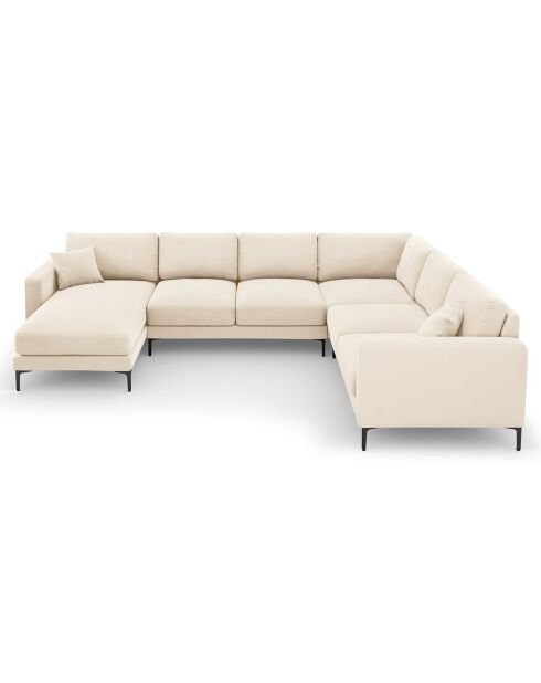 Canapé Panoramique droit Velours Venus 6 Places beige clair - 326x236x90 cm