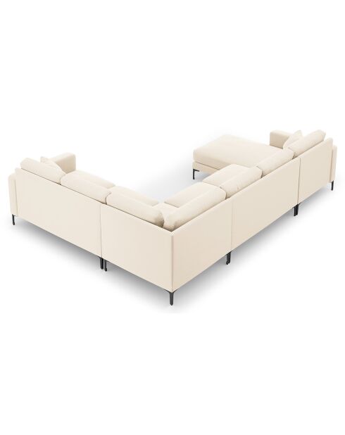 Canapé Panoramique droit Velours Venus 6 Places beige clair - 326x236x90 cm