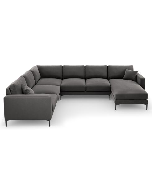 Canapé Panoramique gauche Velours Venus 6 Places gris - 326x236x90 cm