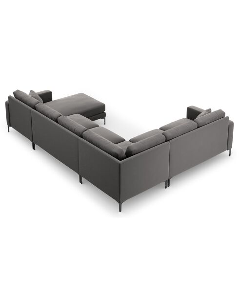 Canapé Panoramique gauche Velours Venus 6 Places gris - 326x236x90 cm