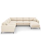 Canapé Panoramique gauche Velours Venus 6 Places beige clair - 326x236x90 cm