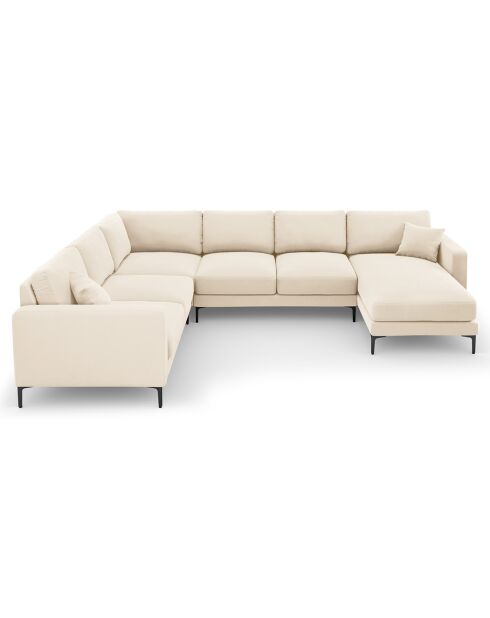 Canapé Panoramique gauche Velours Venus 6 Places beige clair - 326x236x90 cm