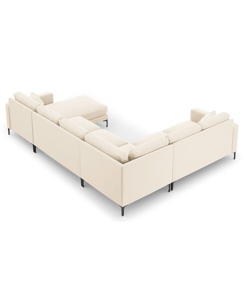 Canapé Panoramique gauche Velours Venus 6 Places beige clair - 326x236x90 cm