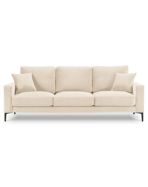 Canapé Velours Venus 3 Places beige clair - 220x92x90 cm