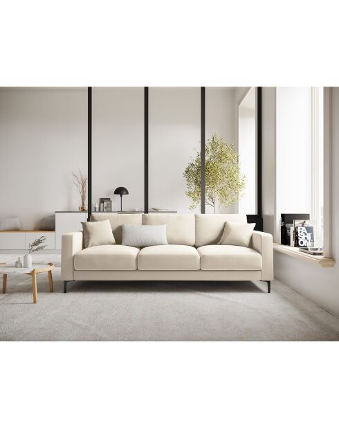 Canapé Velours Venus 3 Places beige clair - 220x92x90 cm