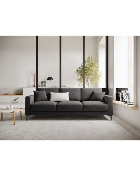 Canapé Velours Venus 3 Places gris - 220x92x90 cm