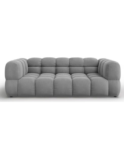 Canapé Velours Aster 3 Places gris clair - 214x102x75 cm
