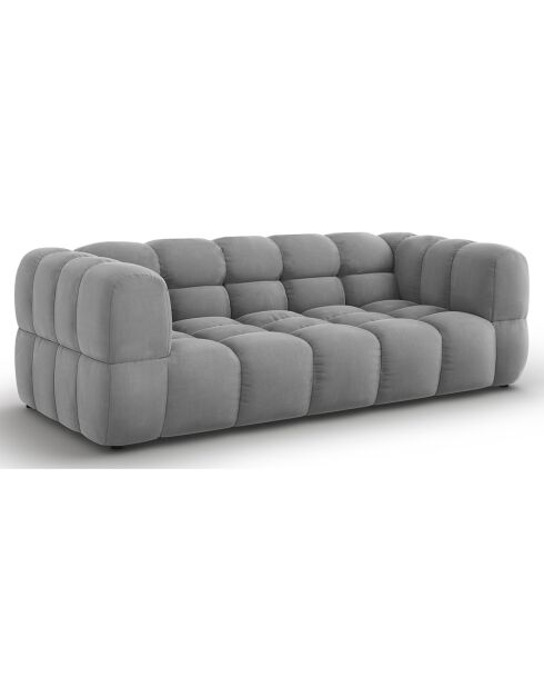 Canapé Velours Aster 3 Places gris clair - 214x102x75 cm