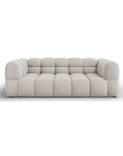 Canapé Velours Aster 3 Places ivoire - 214x102x75 cm