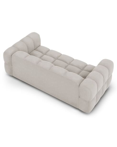 Canapé Velours Aster 3 Places ivoire - 214x102x75 cm