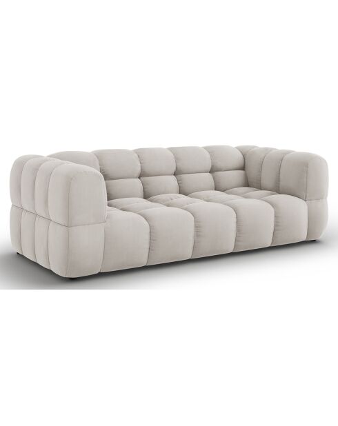 Canapé Velours Aster 3 Places ivoire - 214x102x75 cm