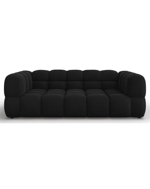 Canapé Velours Aster 3 Places noir - 214x102x75 cm