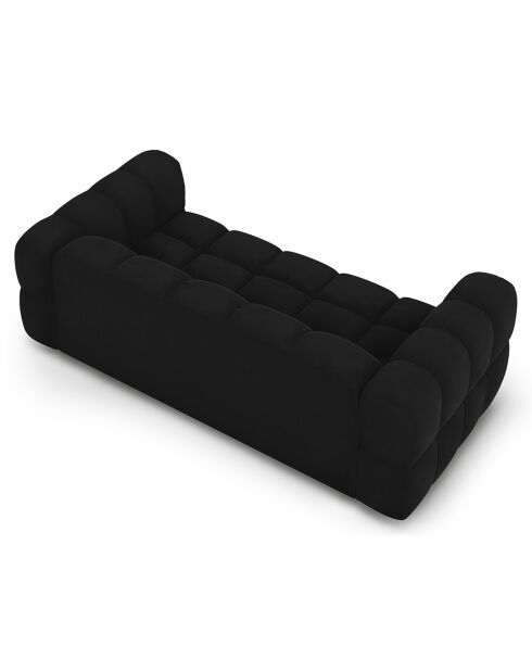 Canapé Velours Aster 3 Places noir - 214x102x75 cm