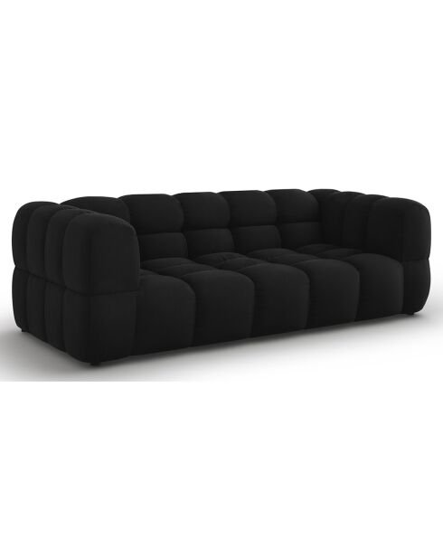 Canapé Velours Aster 3 Places noir - 214x102x75 cm