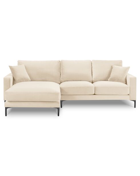 Canapé d'angle Gauche Velours Venus 4 Places beige clair - 248x160x90 cm