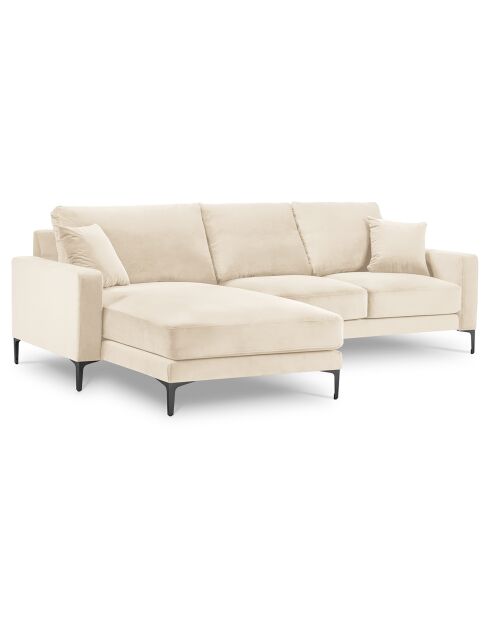 Canapé d'angle Gauche Velours Venus 4 Places beige clair - 248x160x90 cm