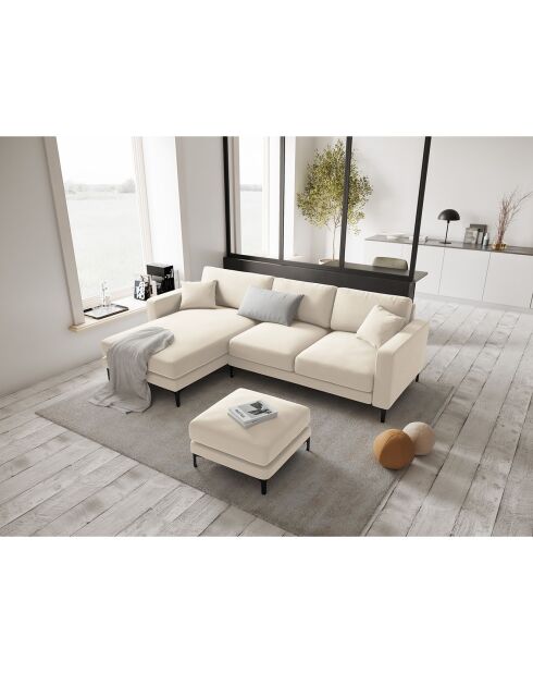 Canapé d'angle Gauche Velours Venus 4 Places beige clair - 248x160x90 cm