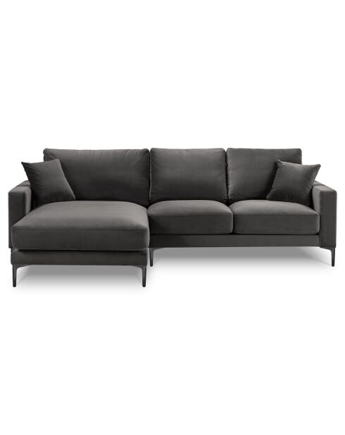 Canapé d'angle Gauche Velours Venus 4 Places gris - 248x160x90 cm