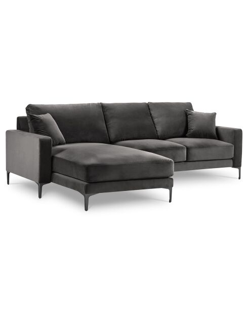 Canapé d'angle Gauche Velours Venus 4 Places gris - 248x160x90 cm