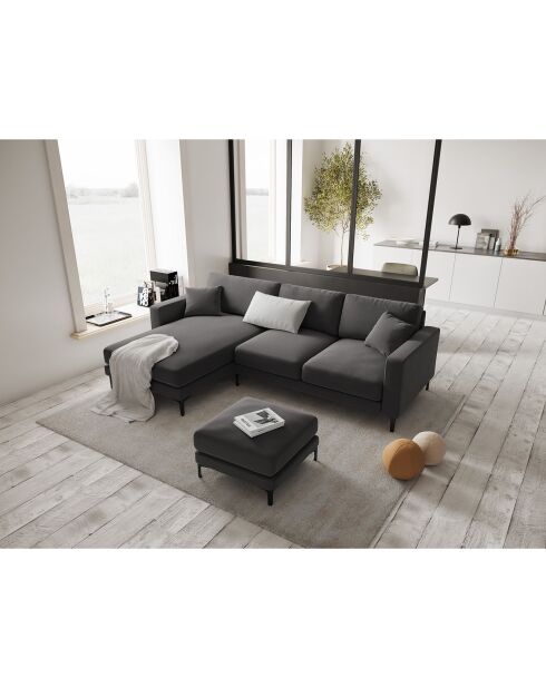 Canapé d'angle Gauche Velours Venus 4 Places gris - 248x160x90 cm