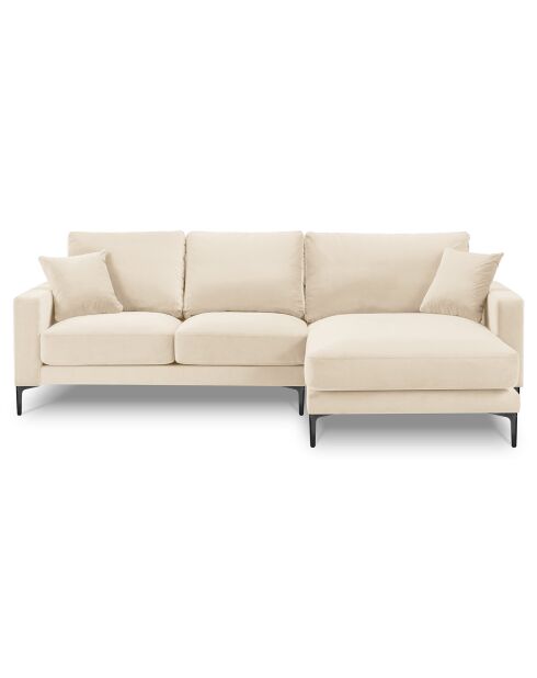 Canapé d'angle Droit Velours Venus 4 Places beige clair - 248x160x90 cm