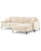Canapé d'angle Droit Velours Venus 4 Places beige clair - 248x160x90 cm