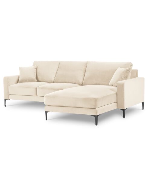Canapé d'angle Droit Velours Venus 4 Places beige clair - 248x160x90 cm