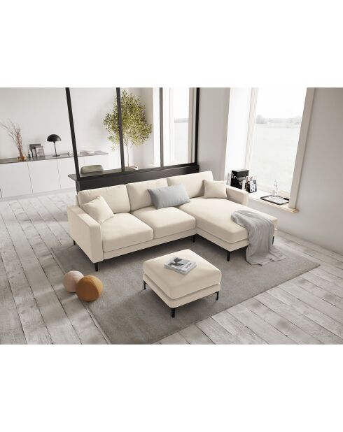 Canapé d'angle Droit Velours Venus 4 Places beige clair - 248x160x90 cm