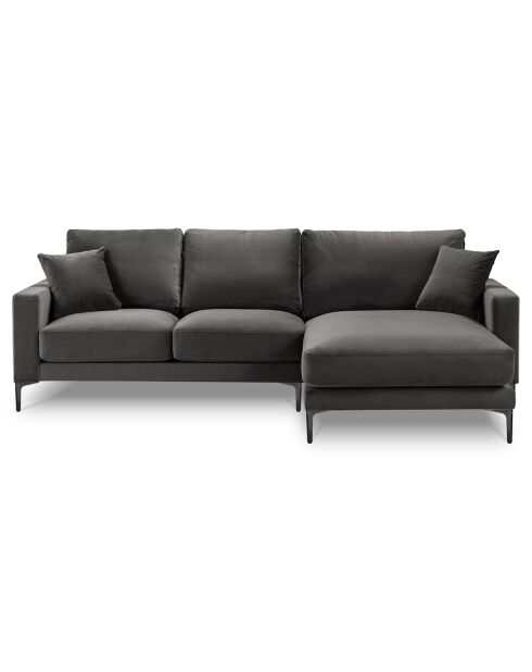 Canapé d'angle Droit Velours Venus 4 Places gris - 248x160x90 cm