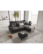 Canapé d'angle Droit Velours Venus 4 Places gris - 248x160x90 cm