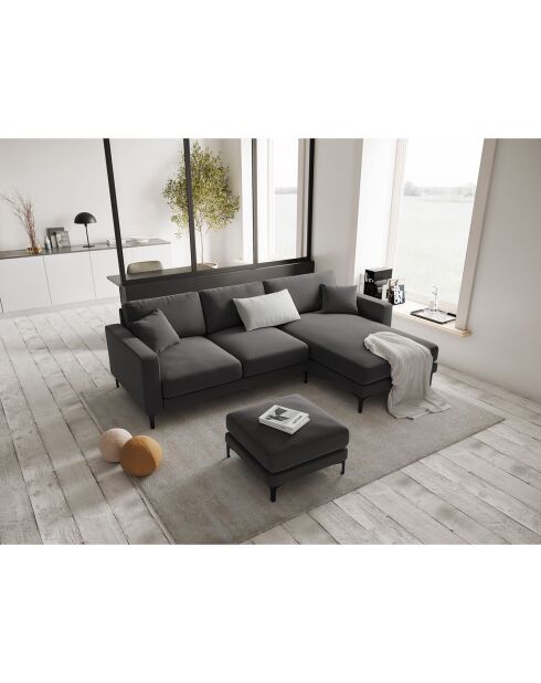 Canapé d'angle Droit Velours Venus 4 Places gris - 248x160x90 cm