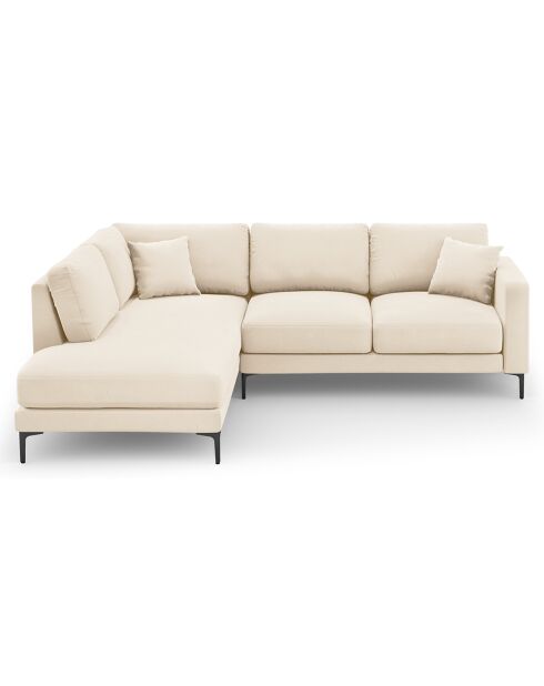 Canapé d'angle Gauche Velours Venus 5 Places beige clair - 254x185x90 cm