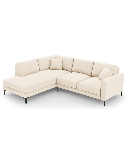 Canapé d'angle Gauche Velours Venus 5 Places beige clair - 254x185x90 cm