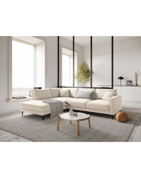 Canapé d'angle Gauche Velours Venus 5 Places beige clair - 254x185x90 cm