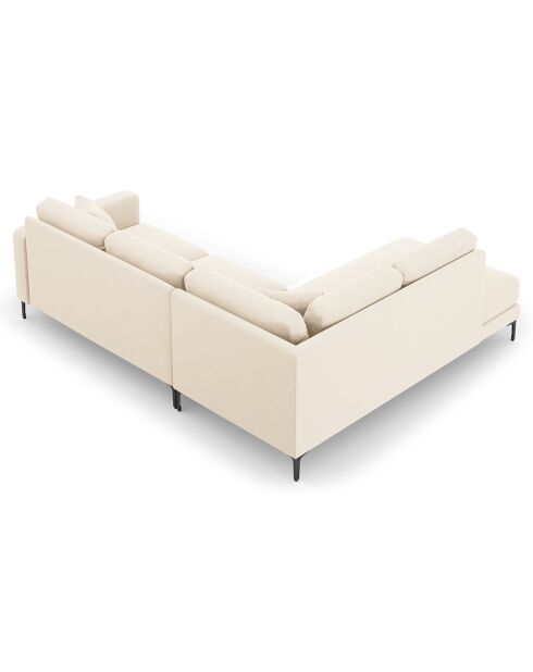 Canapé d'angle Gauche Velours Venus 5 Places beige clair - 254x185x90 cm