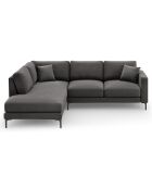 Canapé d'angle Gauche Velours Venus 5 Places gris - 254x185x90 cm